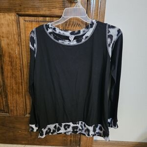 Sew In Love Black and White Cheetah Long Sleeve Top